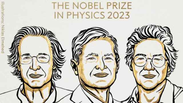 Agostini, Krausz y L’Huillier, ganadores del Nobel de Física de 2023.
