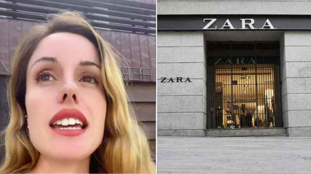 Captura del vídeo viral y fachada de una tienda de Zara.