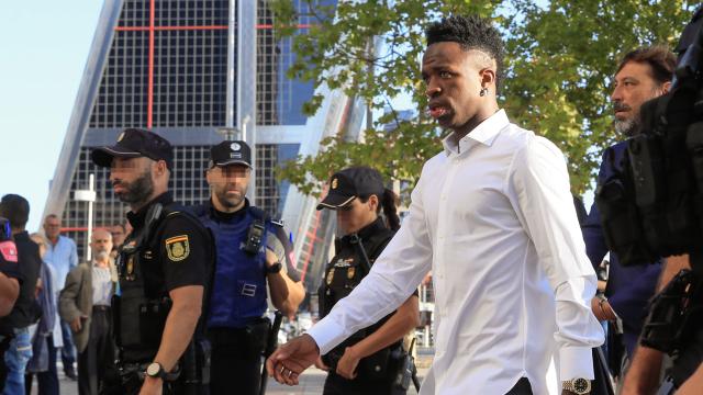 Vinicius Jr. a su llegada a los juzgados de Plaza Castilla en Madrid