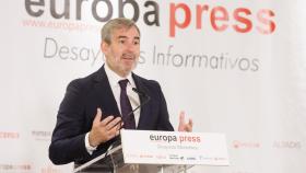 El presidente del gobierno canario, Fernando Clavijo, este jueves en un desayuno informativo organizado por Europa Press.