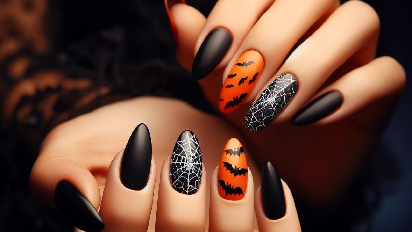 Manicura con murciélagos