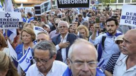 Concentración ante la embajada de Israel en España en rechazo al atentado de Hamás, esta semana en Madrid.