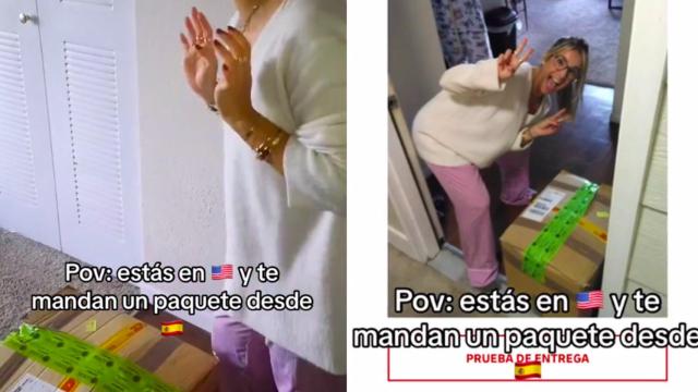 Dos capturas del vídeo viral de Marina.