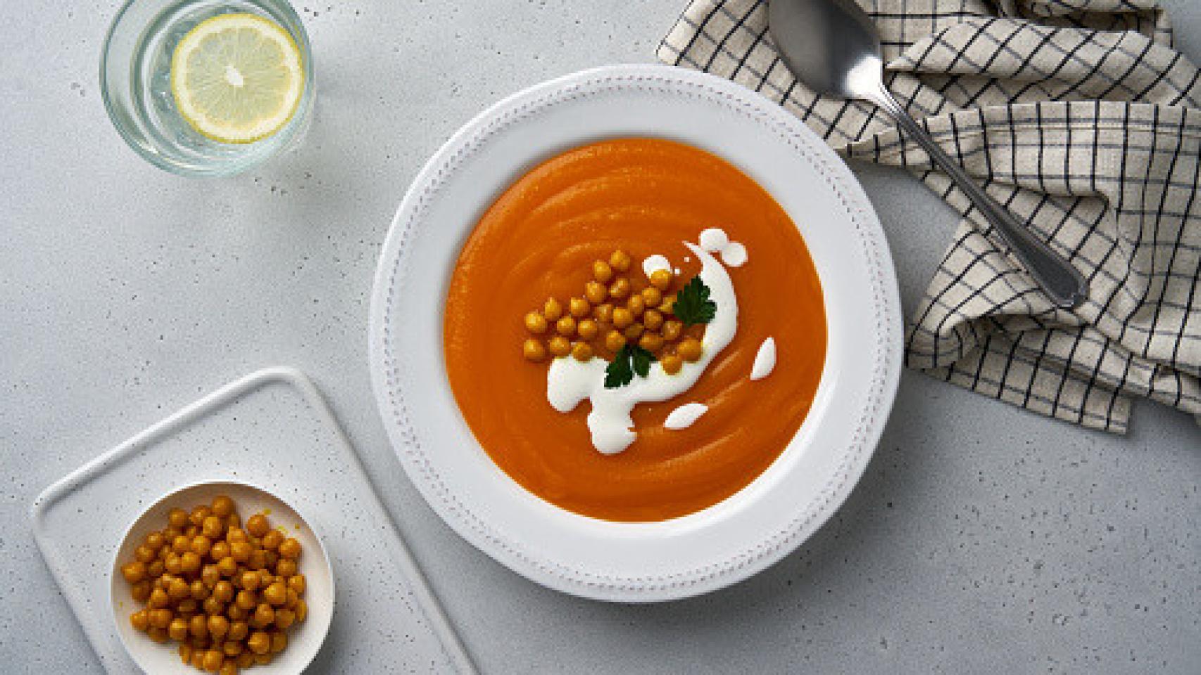 Sopa de calabaza y garbanzos