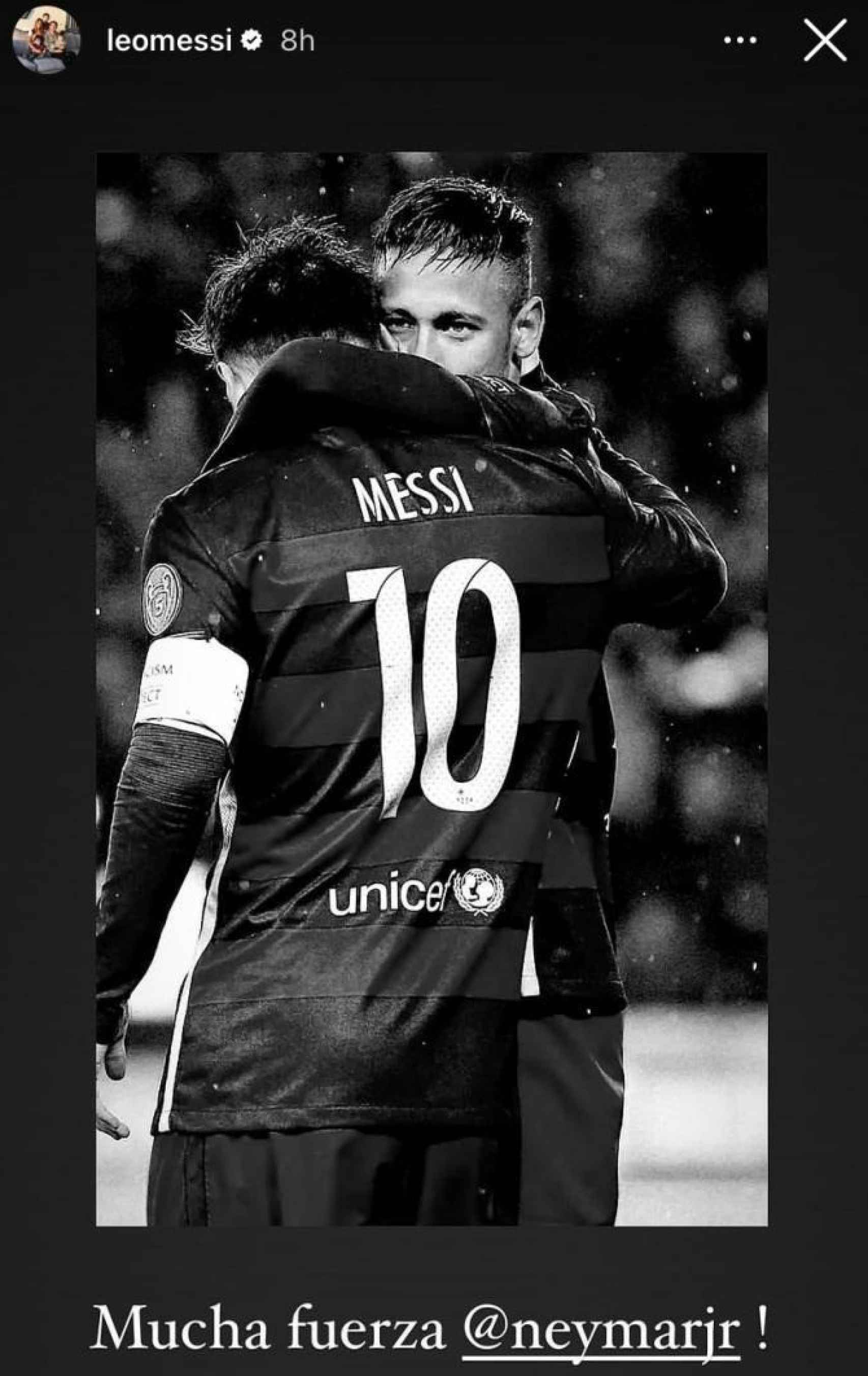 El mensaje de apoyo de Messi a Neymar en su "peor momento" tras conocerse  su grave lesión