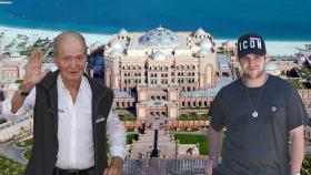 Montaje de EL ESPAÑOL del rey Juan Carlos y Froilán en el hotel de Abu Dabi.