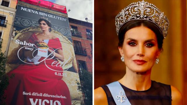 La imagen promocional de Vicio y una de archivo de la reina Letizia.