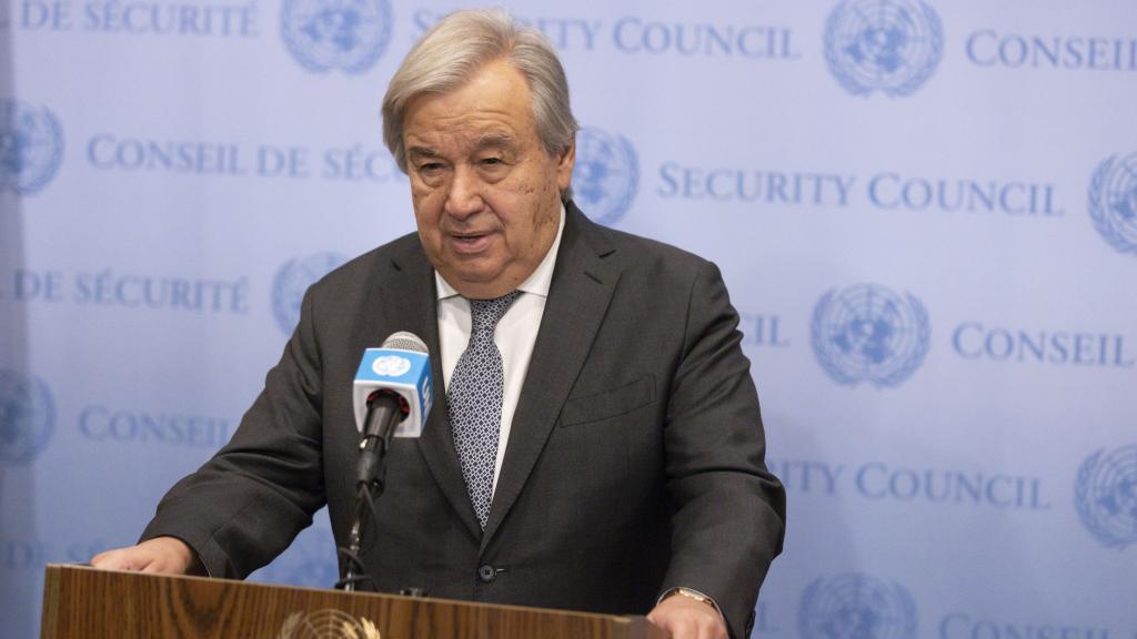 António Guterres comparece en Naciones Unidas tras el Consejo de Seguridad.
