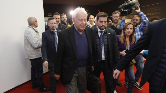 El expresidente del Gobierno Felipe González este jueves en un acto en Avilés, Asturias.