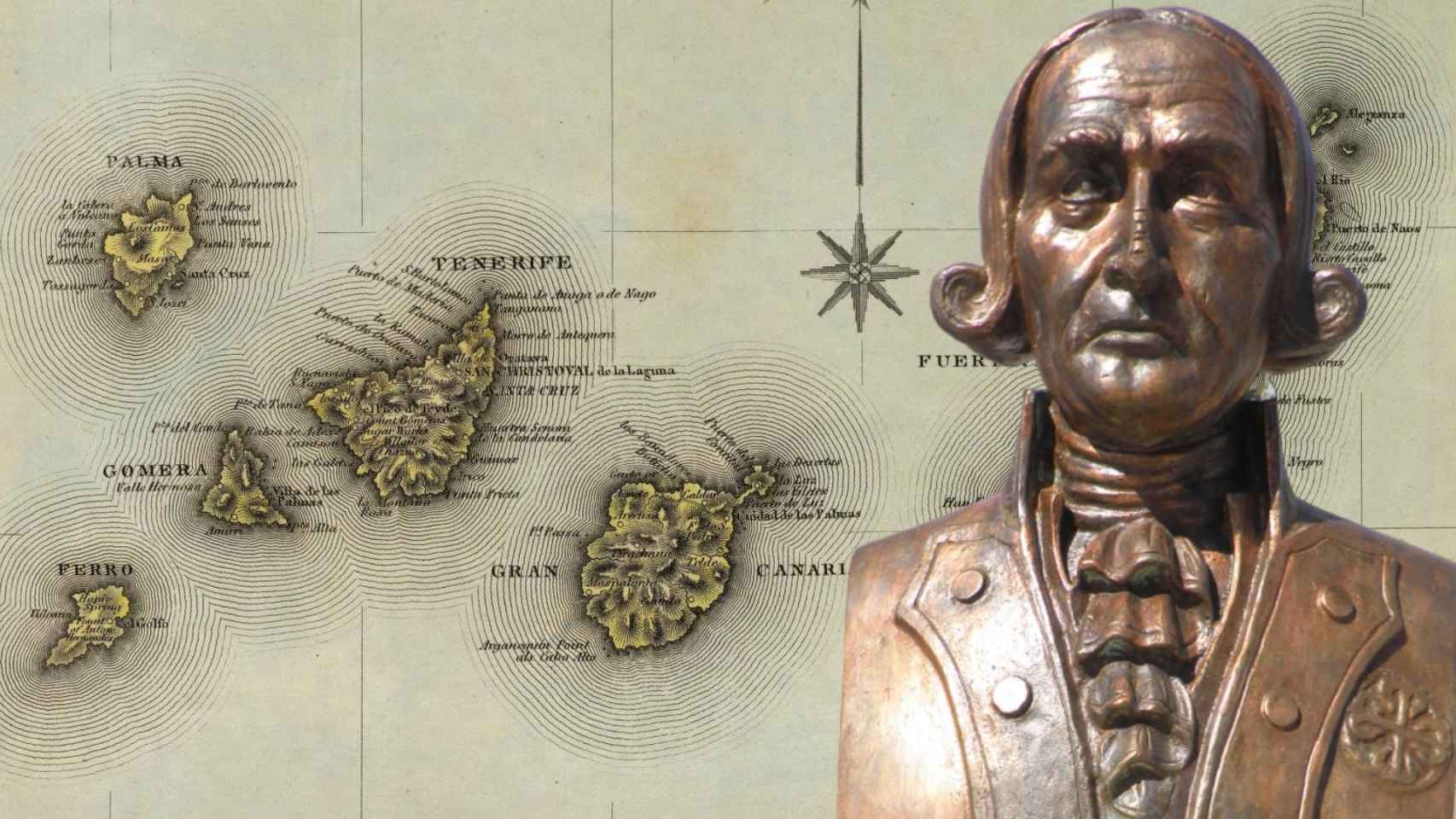 El busto Antonio Gutiérrez de Otero y Santayana, el general que defendió las Islas Canarias de la invasión británica.