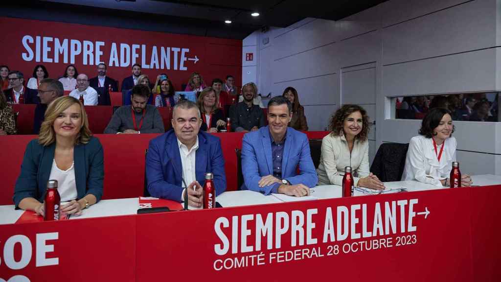 Pedro Sánchez y otros dirigentes en el Comité Federal del PSOE. Foto: Europa Press