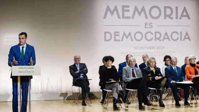 El presidente del Gobierno, Pedro Sánchez, durante su intervención en el acto 'Memoria es Democracia'.