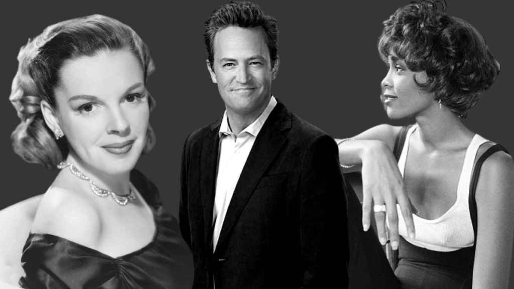 Judy Garland, Matthew Perry y Whitney Houston en un montaje de JALEOS.