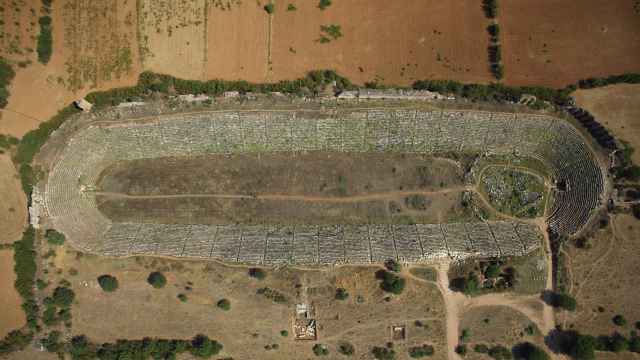 Imagen aérea del estadio de Afrodisias.