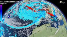 La influencia de la borrasca Domingos mientras Ciarán se aleja hacia el oeste. ElTiempo.es