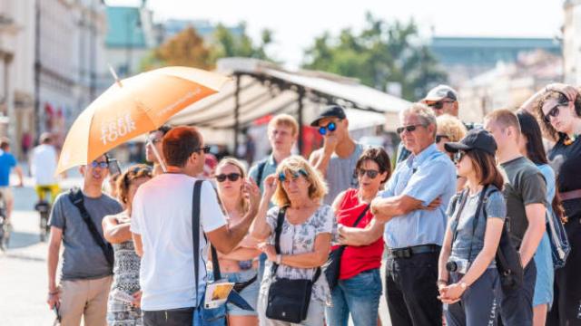 Un grupo de turistas británicos en un free tour