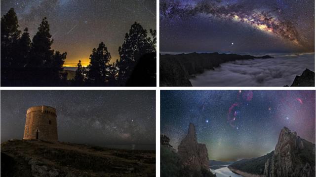 Imagen de una lluvia de Leónidas en distintos sitios