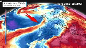 La lengua de aire más cálido que barrerá España estos días. Meteored.