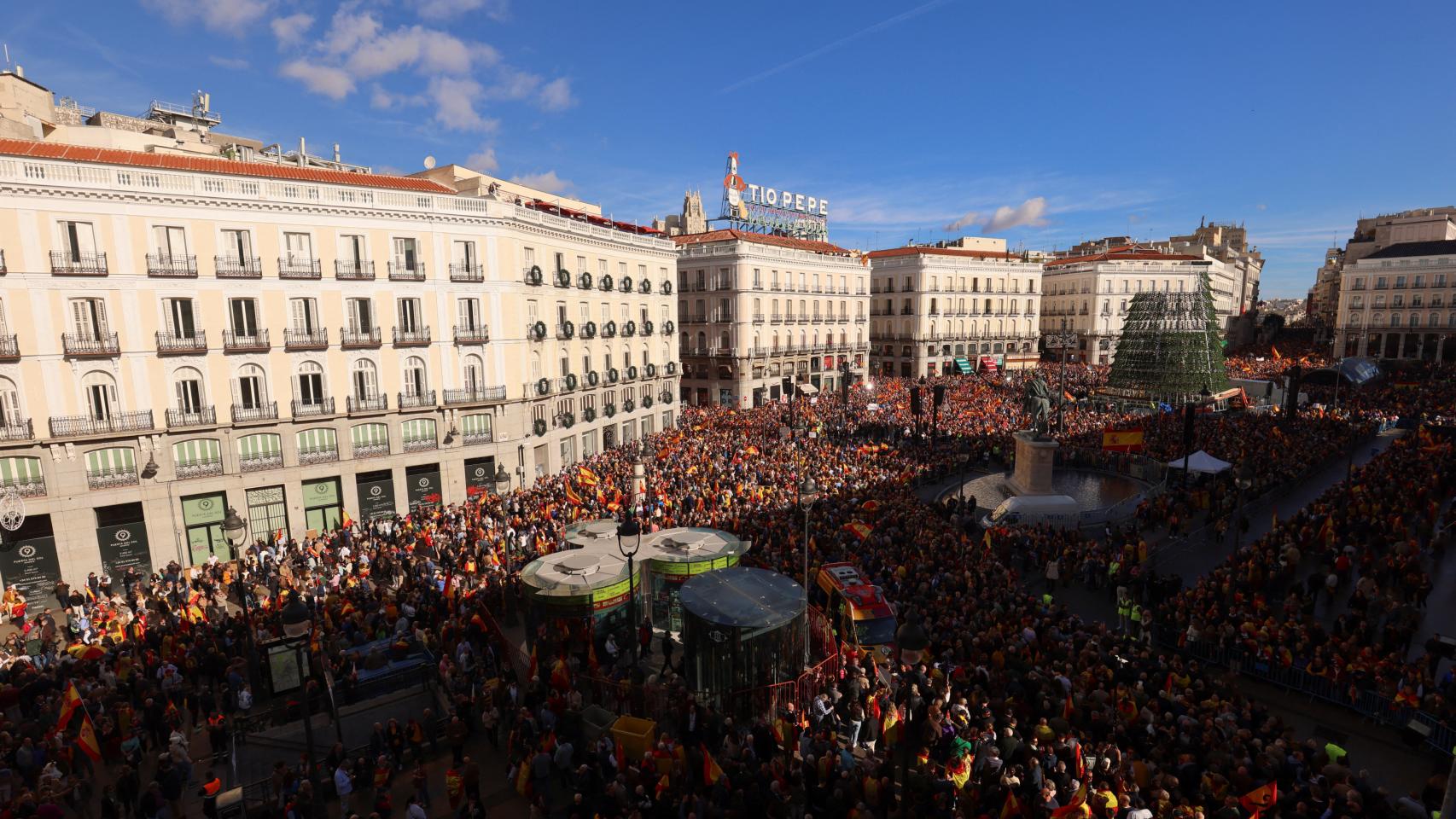 La Puerta del Sol, llena de manifestantes contra la amnistía