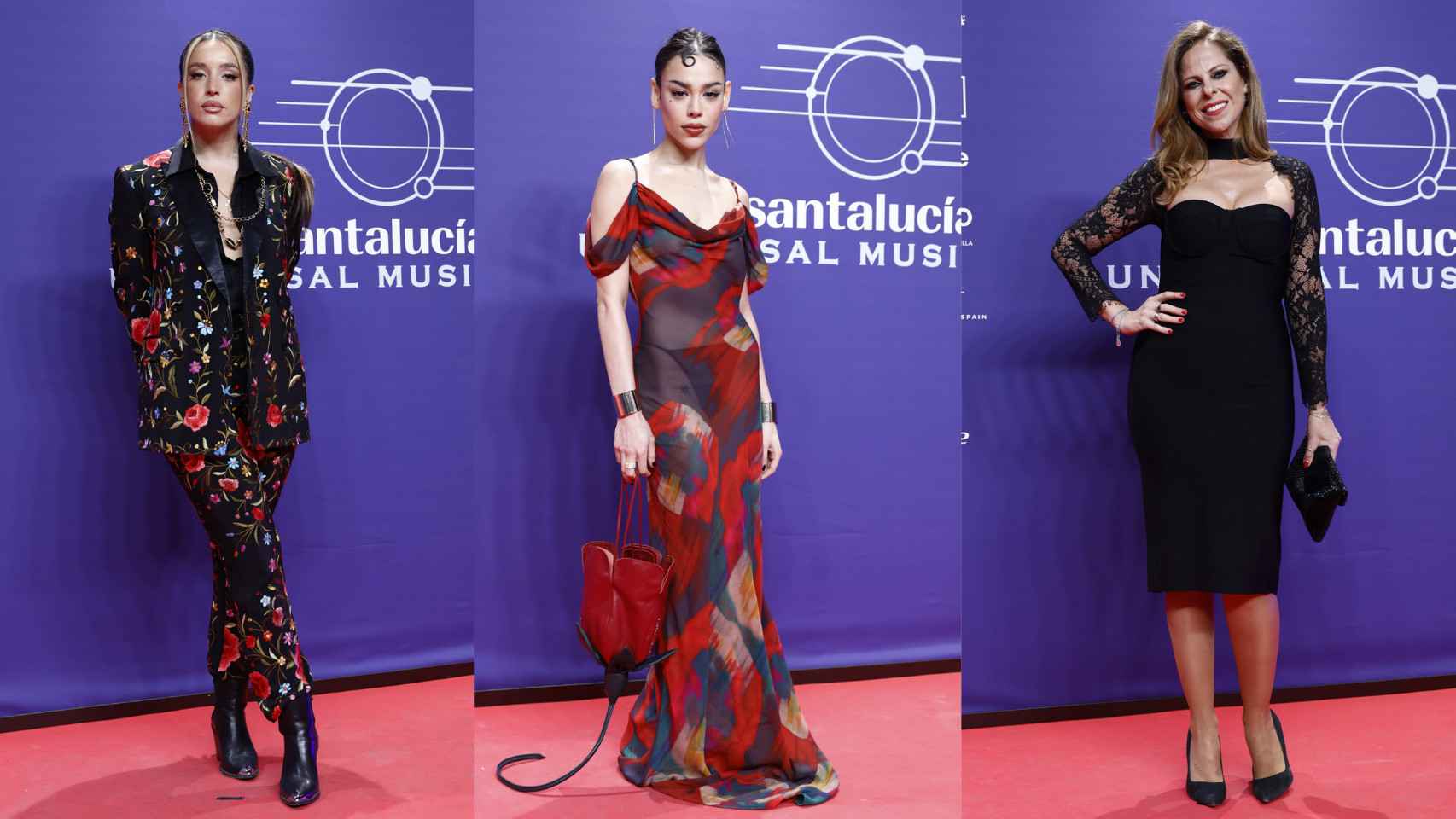 Lola Indigo, Danna Paola y Pastora Soler en la alfombra roja de 'El Flamenco es Universal'