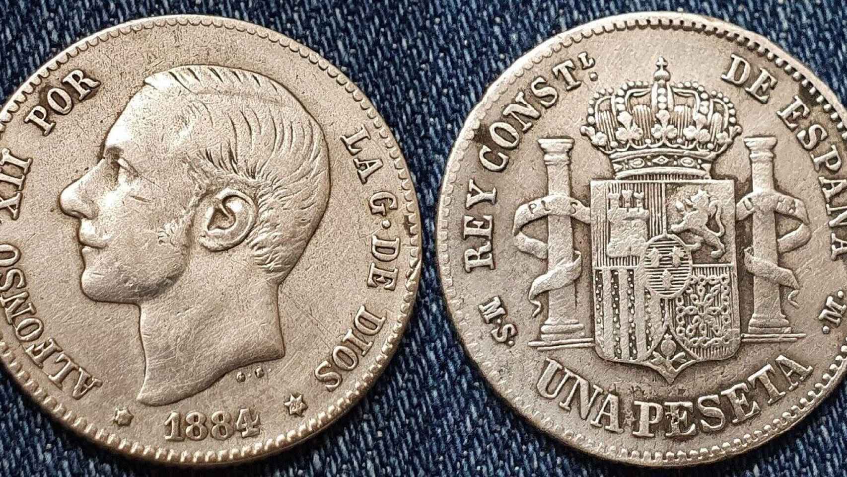 Moneda de Alfonso XII de 1884.