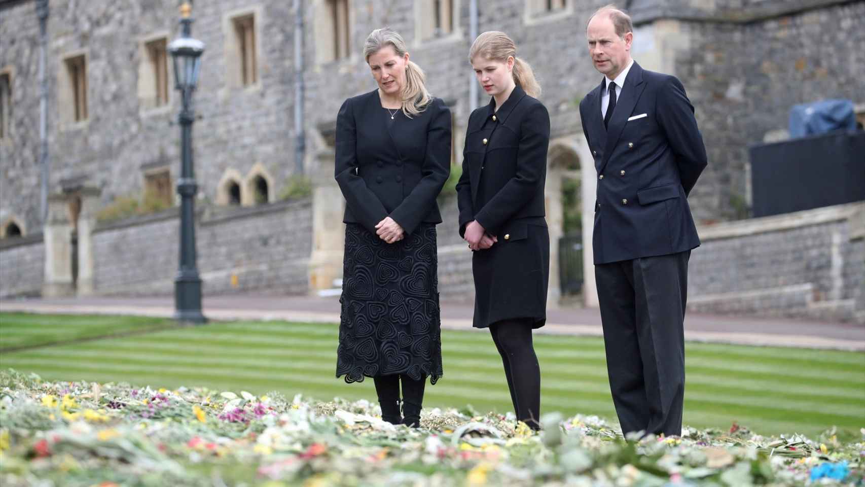 Lady Louise Windsor (c) durante el funeral del príncipe Felipe, Duque de Edimburgo