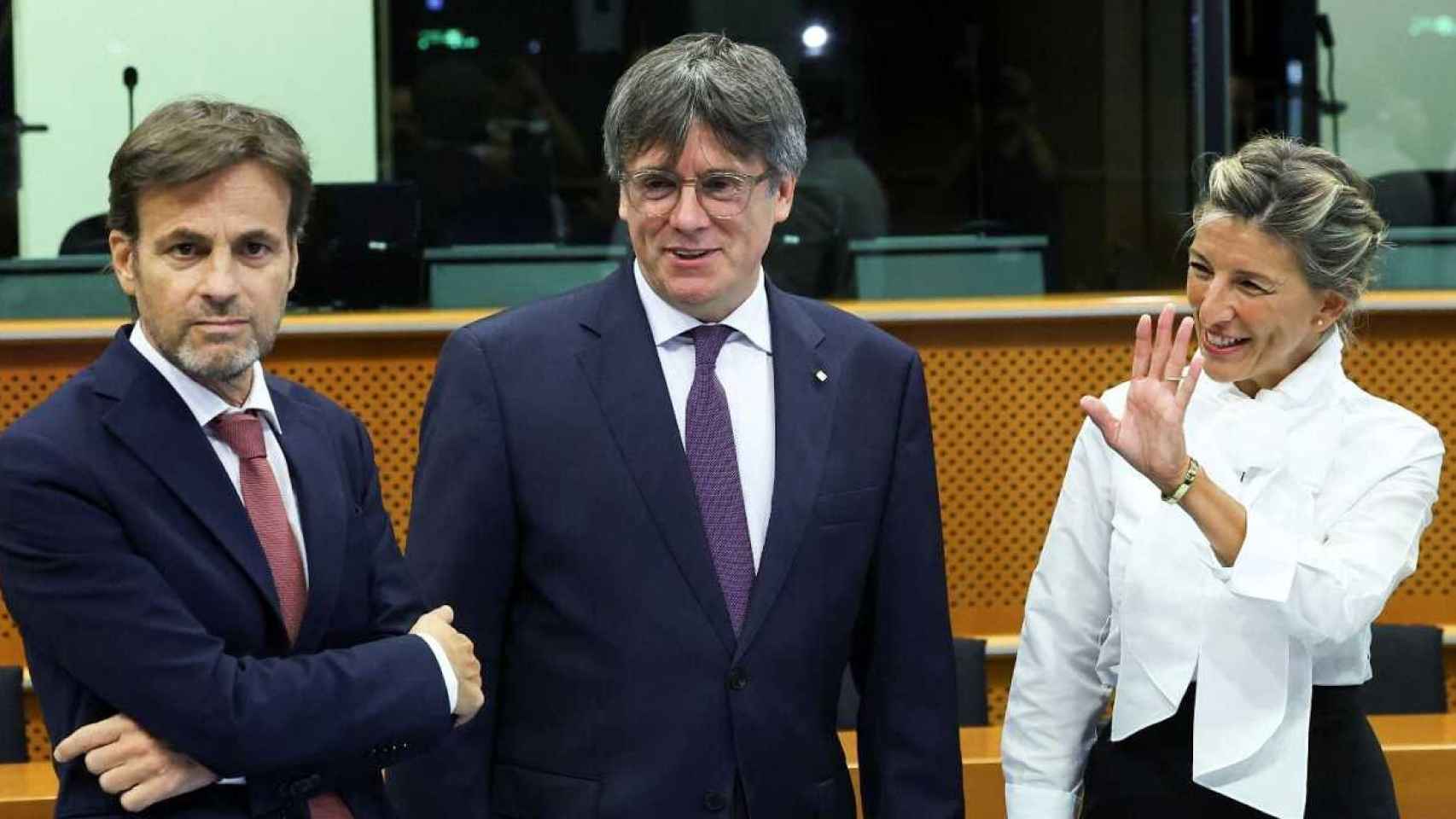 Asens, junto a Puigdemont y Yolanda Díaz en Bruselas.