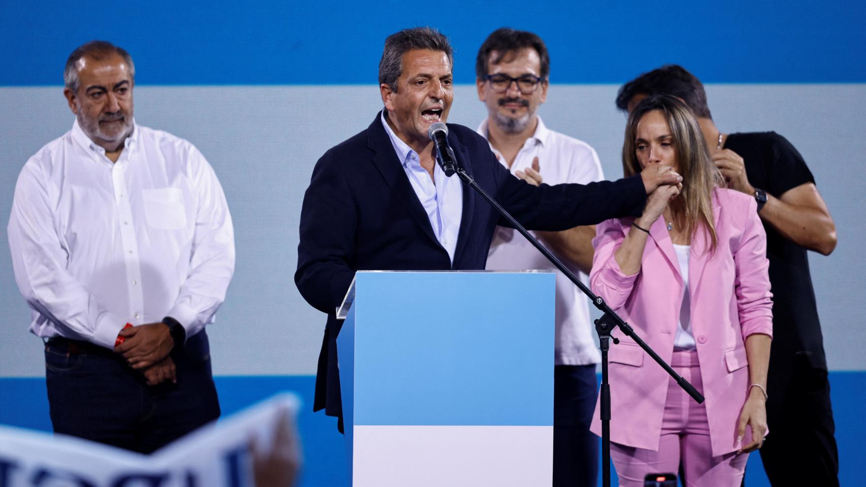 Sergio Massa, durante su comparecencia para reconocer su derrota electoral.