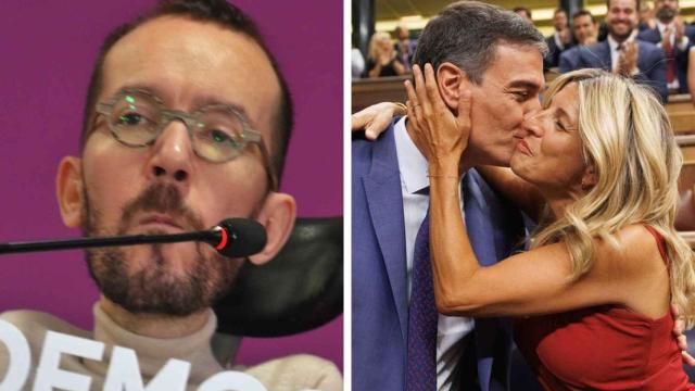 Imágenes de archivo de Echenique y de Pedro Sánchez junto a Yolanda Díaz.