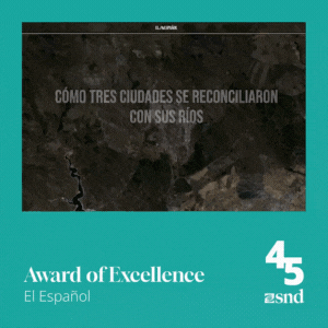 Imagen de redes sociales promocional del premio de Award of excellence del especial de los rios en EL ESPAÑOL