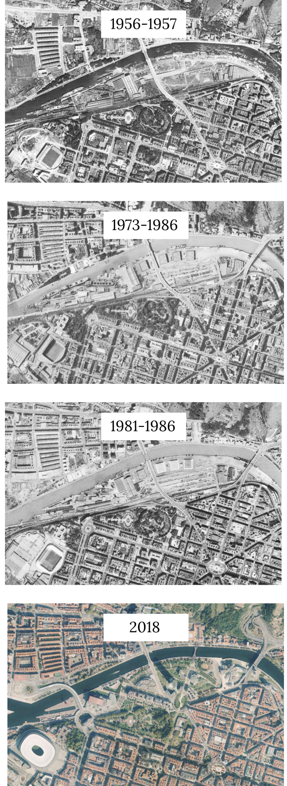 mapa de la ría de Bilbao en el tiempo