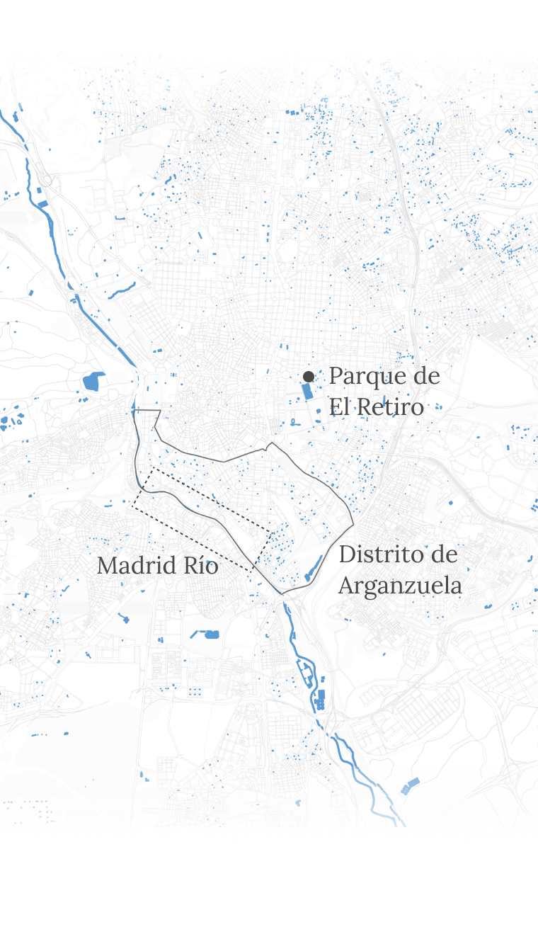 mapa del río manzanares de madrid barrio arganzuela