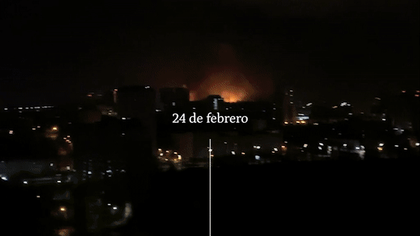 Ciudad de kiev bombardeada por Rusia